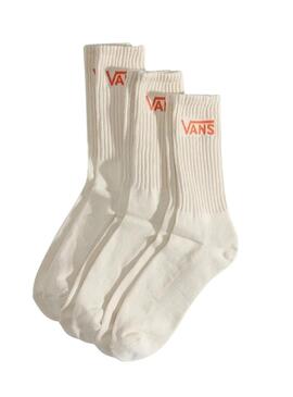 Pacco da 3 calzini alti Vans Classic Crew beige per uomo e donna.