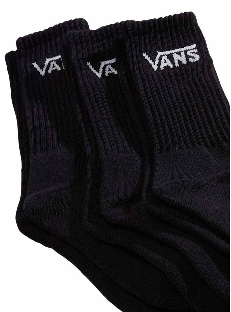 Pacco 3 calze alte Vans Classic Crew nere per uomo e donna