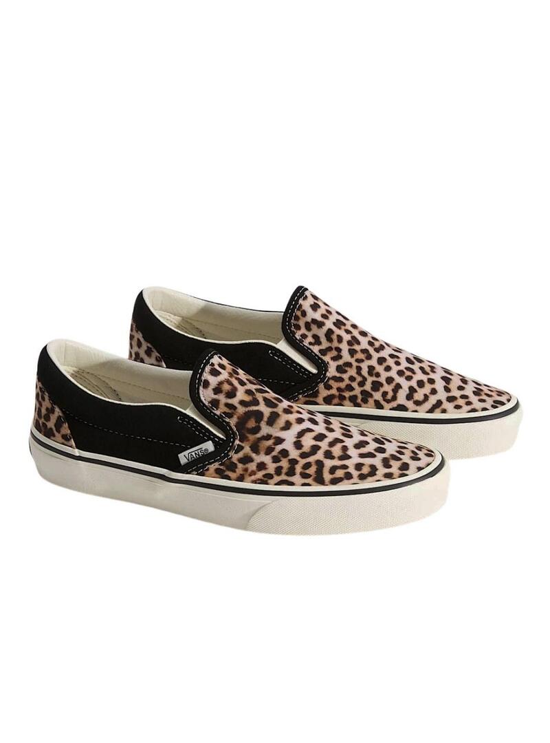 Scarpe Vans Classic Slip-On leopardate nere per donna.