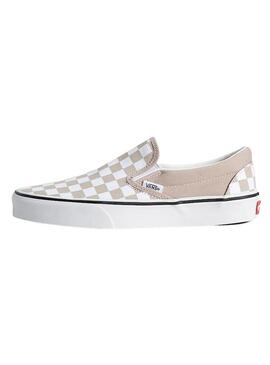 Scarpe Vans Classic Slip-On Checkerboard beige per donna
