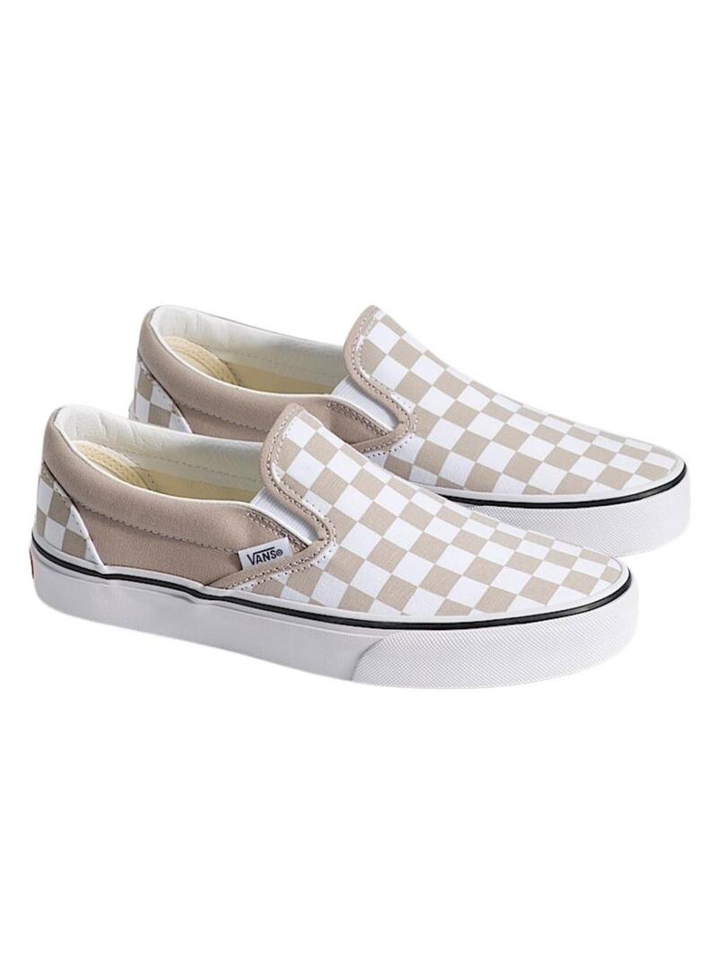 Scarpe Vans Classic Slip-On Checkerboard beige per donna