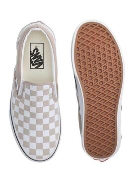 Scarpe Vans Classic Slip-On Checkerboard beige per donna