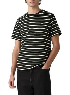 Maglietta Levis Andor Stripe nera e verde per uomo
