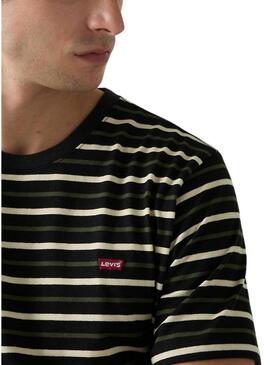 Maglietta Levis Andor Stripe nera e verde per uomo