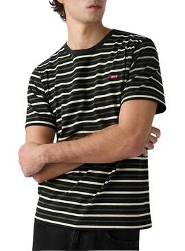 Maglietta Levis Andor Stripe nera e verde per uomo