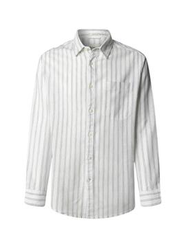 Camicia a righe Pepe Jeans Phountain bianca per uomo