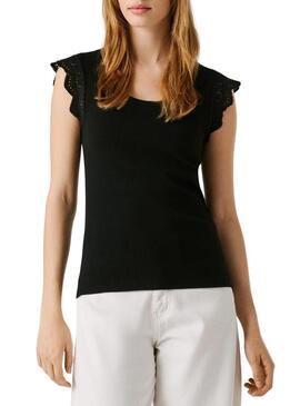 Maglietta Pepe Jeans Mireya nera da donna.