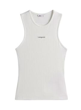 Top Tommy Jeans Script Label bianco per donna