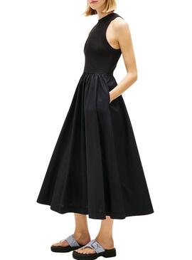 Abito Tommy Jeans Poplin midi nero per donna