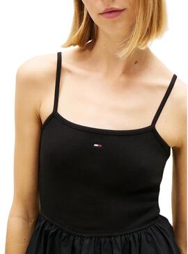 Abito Tommy Jeans Poplin Strappy nero per donna