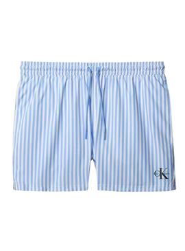 Costume da bagno Calvin Klein Jeans Penny Stripe blu per uomo.