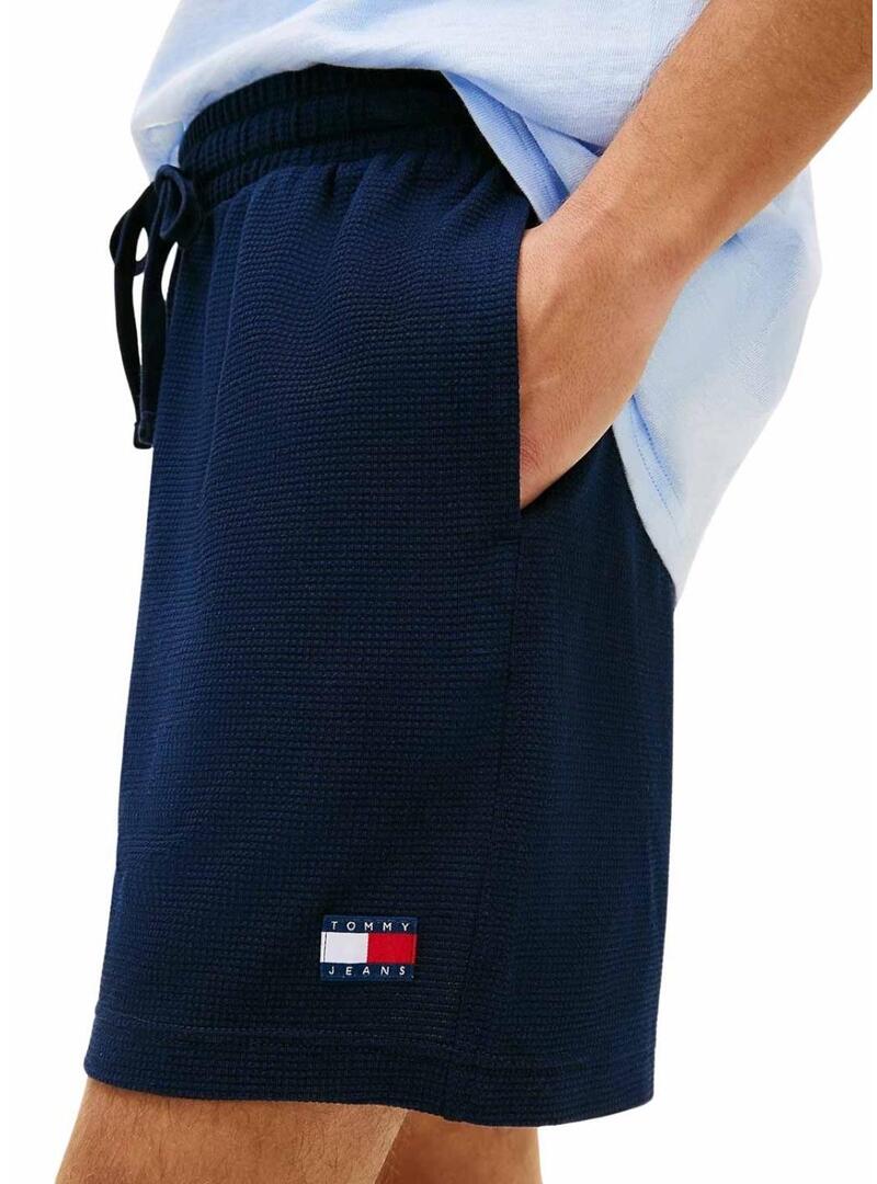 Bermuda Tommy Jeans Waffle blu navy per uomo.