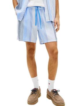 Bermuda Tommy Jeans Stripe blu per uomo