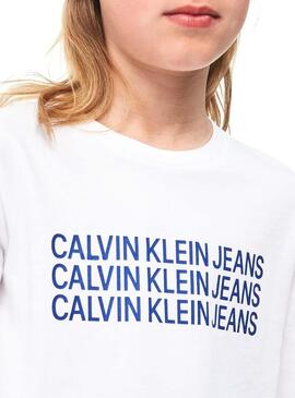 T-Shirt Calvin Klein Triple Logo Balnco per Bambin