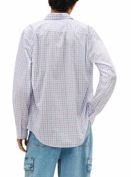 Camicia Tommy Jeans Check poplin bianca per uomo