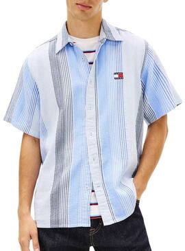 Camicia a righe Tommy Jeans blu per uomo