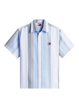 Camicia a righe Tommy Jeans blu per uomo
