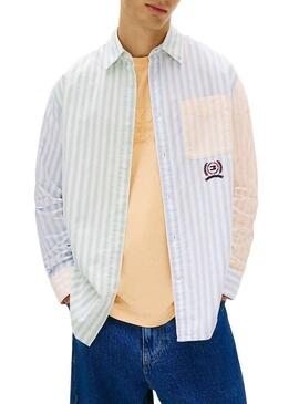 Camicia Tommy Jeans Fun Stripe a righe multicolore per uomo