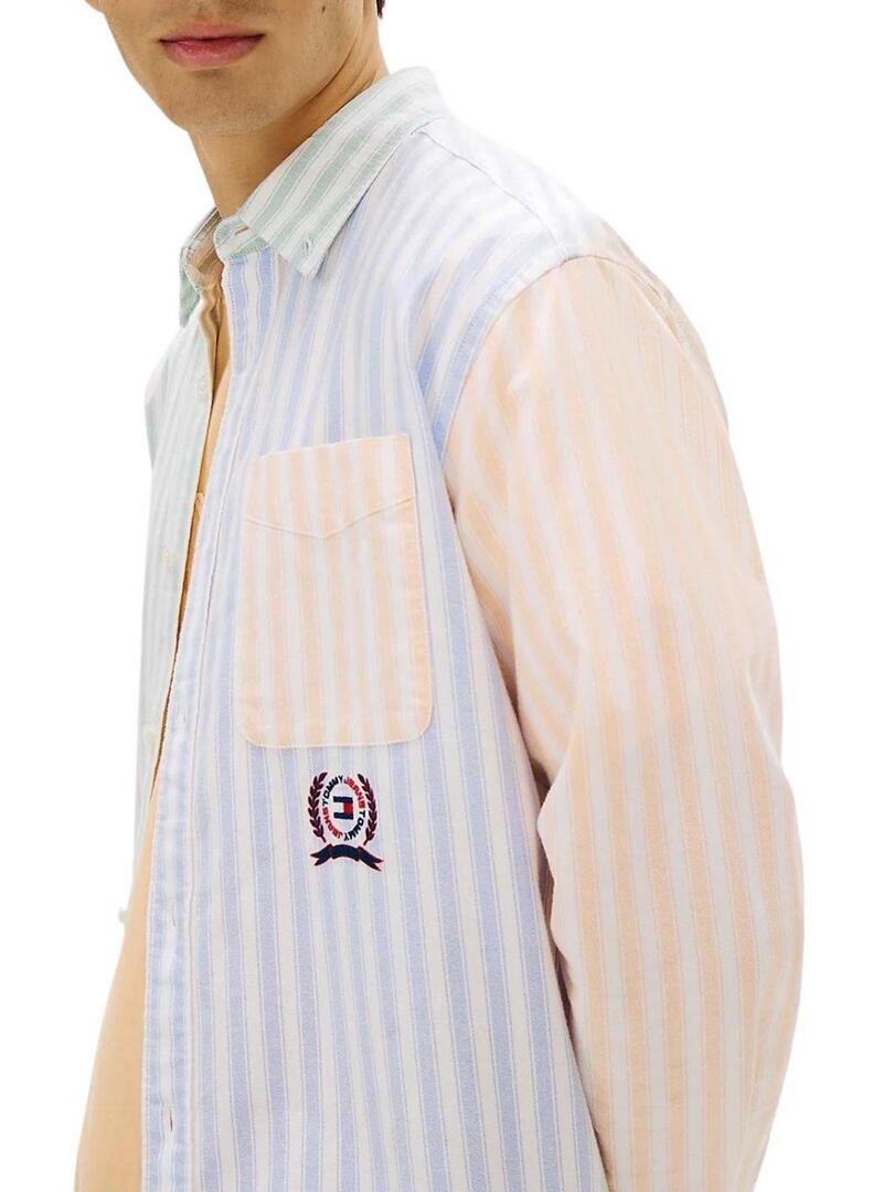 Camicia Tommy Jeans Fun Stripe a righe multicolore per uomo