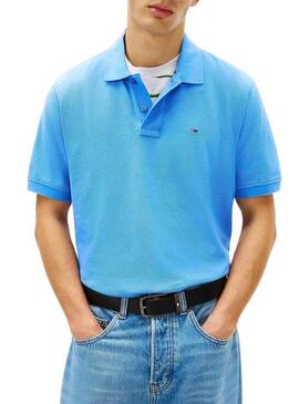 Polo Tommy Jeans basic azzurro per uomo.