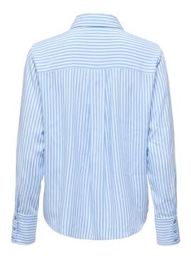 Camicia Only Berit blu e bianca per donna.