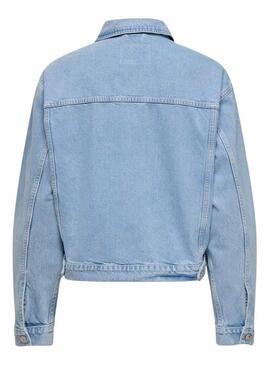 Giacca di jeans Only Harper boxy lavata chiara per donna