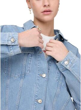 Giacca di jeans Only Harper boxy lavata chiara per donna