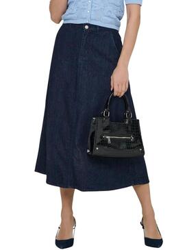Gonna di jeans Only Mindy midi lavata scura per donna