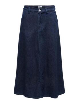 Gonna di jeans Only Mindy midi lavata scura per donna