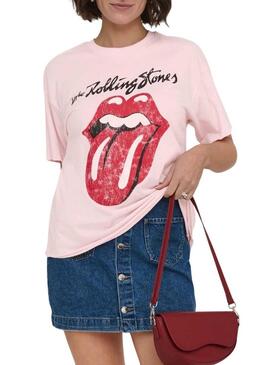 Maglietta rosa donna Only Rolling Stones