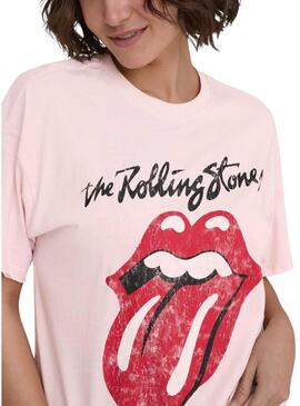Maglietta rosa donna Only Rolling Stones
