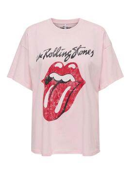 Maglietta rosa donna Only Rolling Stones