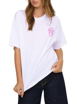 Maglietta Only Rolling Stones bianca da donna.