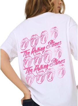 Maglietta Only Rolling Stones bianca da donna.