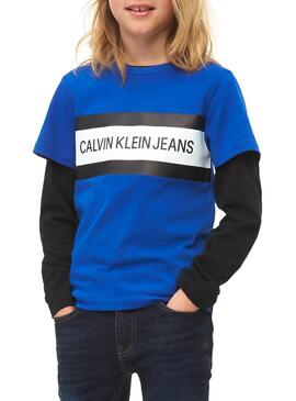 T-Shirt Calvin Klein Box Logo blu Bambino