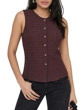 Gilet Only Ilse struttura marrone da donna