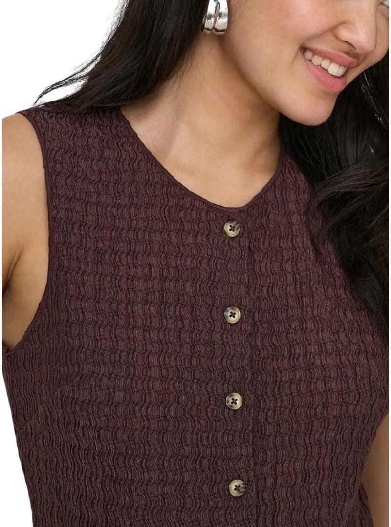 Gilet Only Ilse struttura marrone da donna