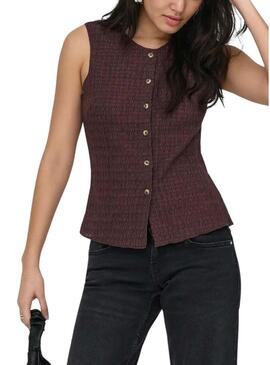 Gilet Only Ilse struttura marrone da donna