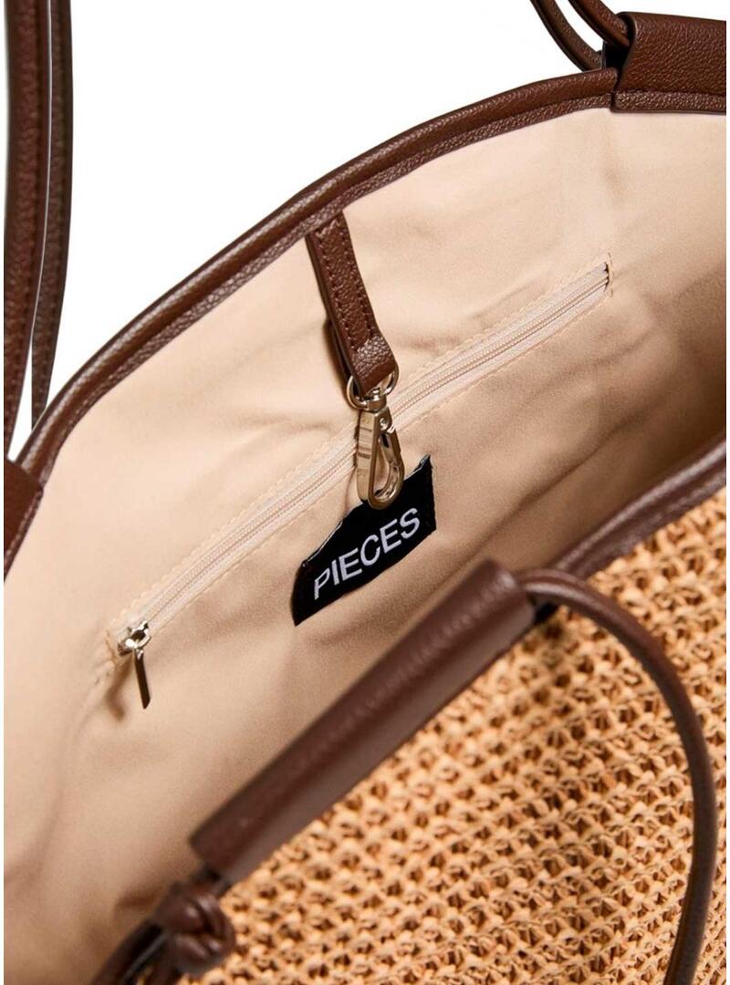 Borsa Pieces Ballan Baga beige per donna