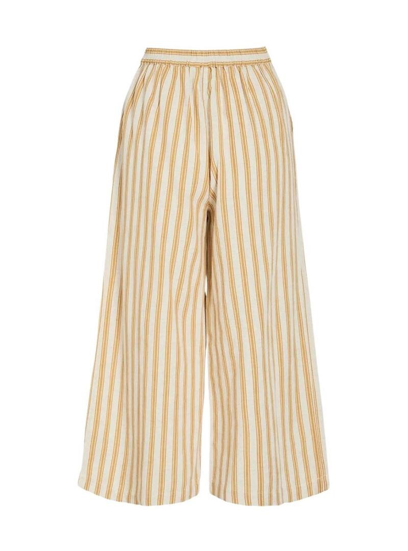 Pantaloni Vila Prisilla coulotte a righe gialle per donna.
