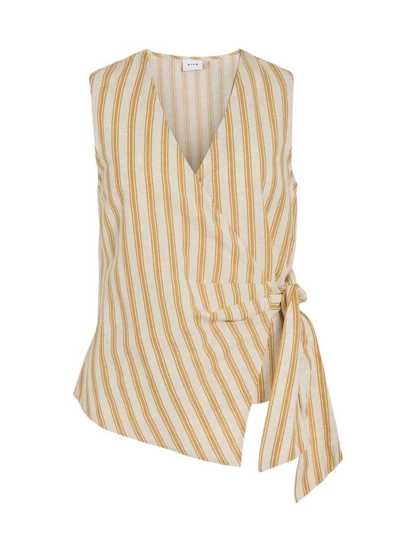 Top Vila Prisilla a righe gialle per donna