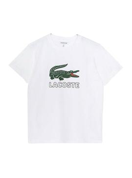 T-Shirt Lacoste Croc bianco per Bambino