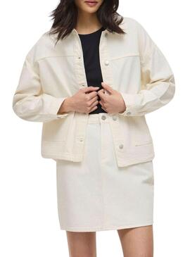 Giacca di jeans Vila Jaf bianca da donna