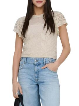 Top Only Estrella beige per donna.
