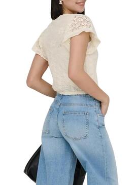 Top Only Estrella beige per donna.