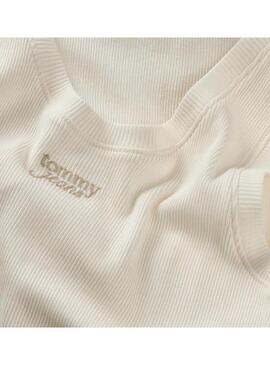 Maglietta Tommy Jeans Slim Script bianca per donna