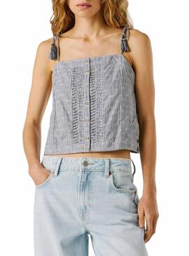 Top Pepe Jeans Agny blu per donna