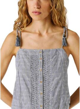 Top Pepe Jeans Agny blu per donna