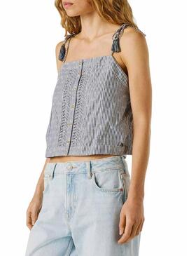 Top Pepe Jeans Agny blu per donna