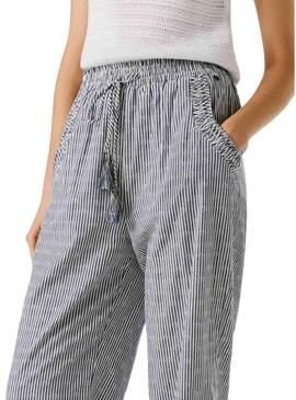 Pantaloni Pepe Jeans Claribel a righe blu per donna